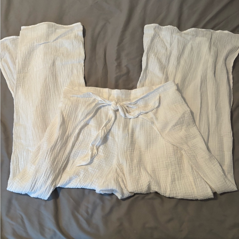 Flowy White Wide-Leg Pants